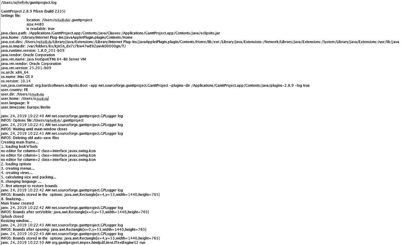 view error log in ganttproject