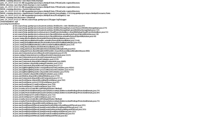 view error log in ganttproject
