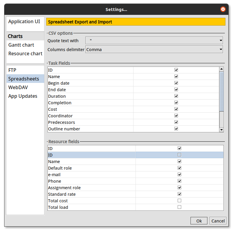 Unable To Import Default Csv Export GanttProject Desktop Support 